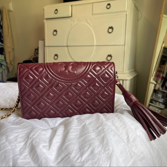 Tory Burch Fleming Wallet Cross Body- Burgundy - Picture 3 of 5